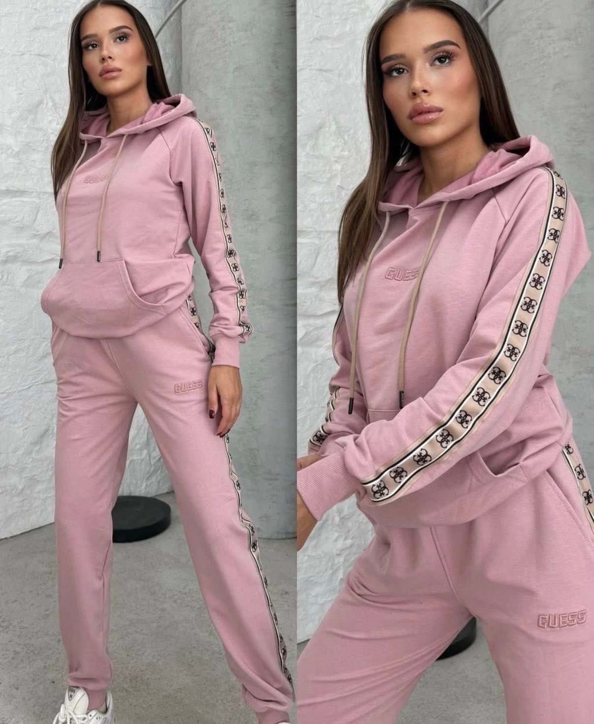 Women’s Pink Hooded Cotton Tracksuit