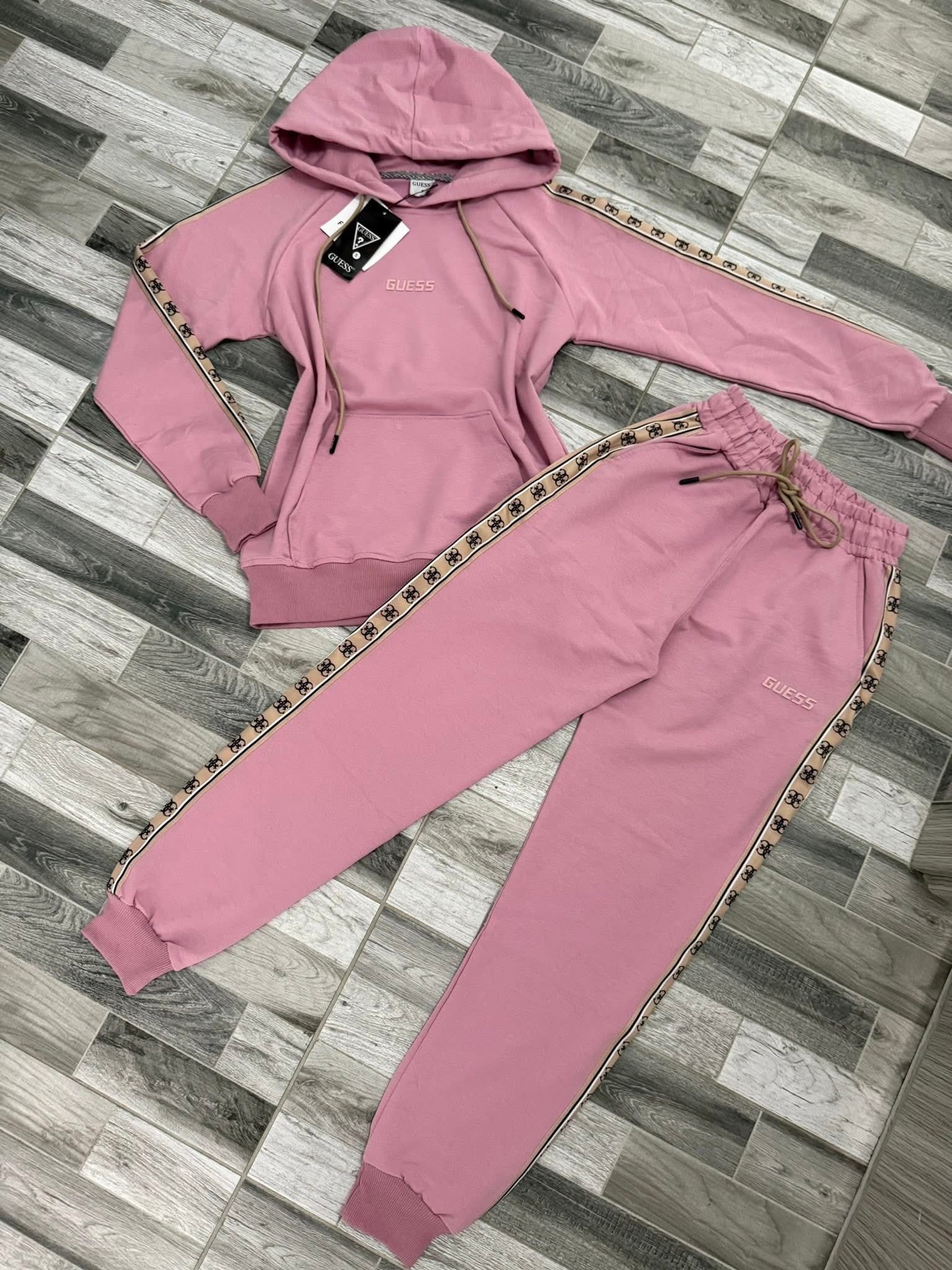 Women’s Pink Hooded Cotton Tracksuit