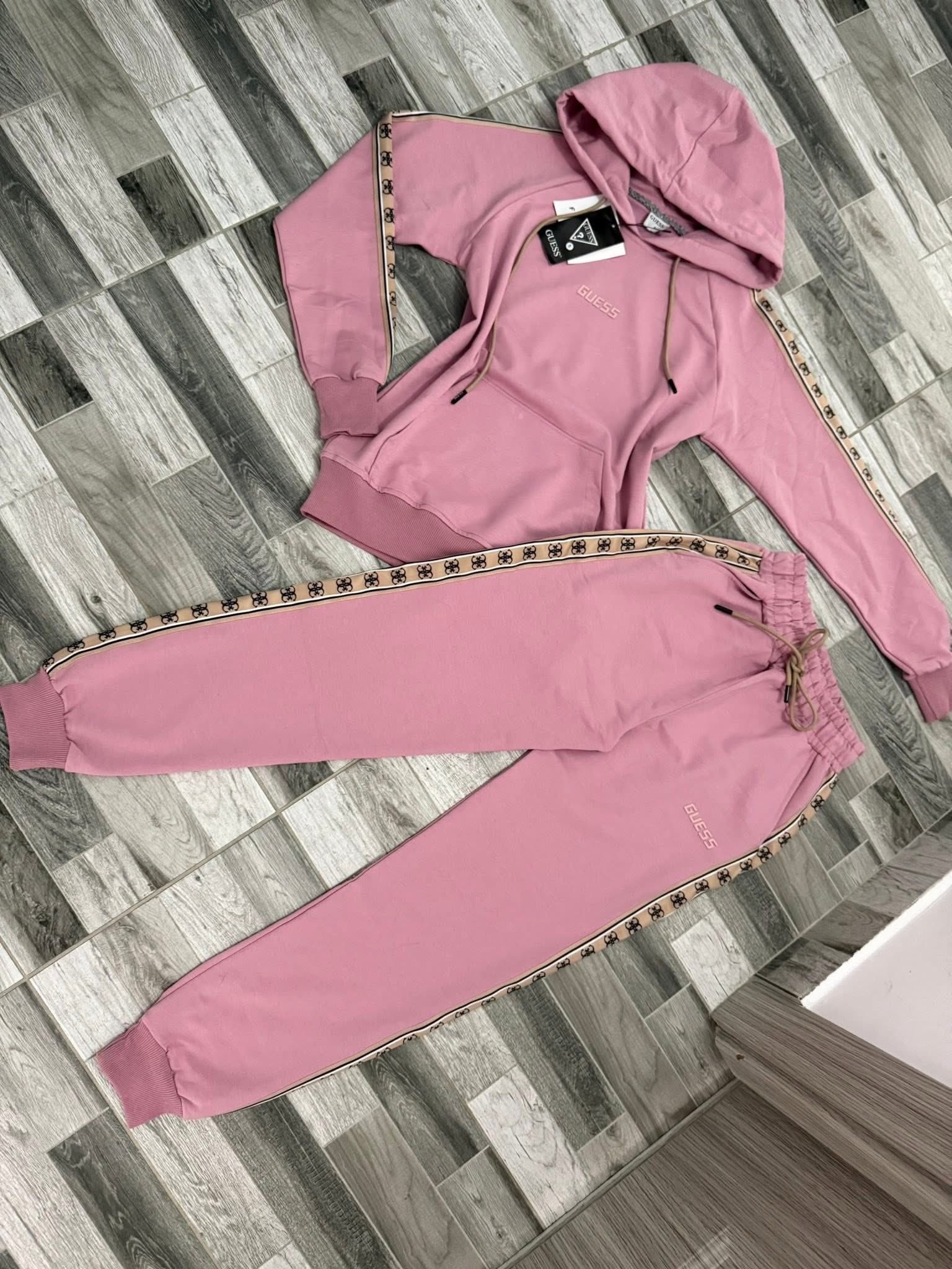 Women’s Pink Hooded Cotton Tracksuit